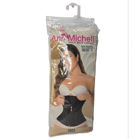 Ann Michell Ultra Waist Band Waist Trainer 3 Hooks And Zipper Black Size S NOB